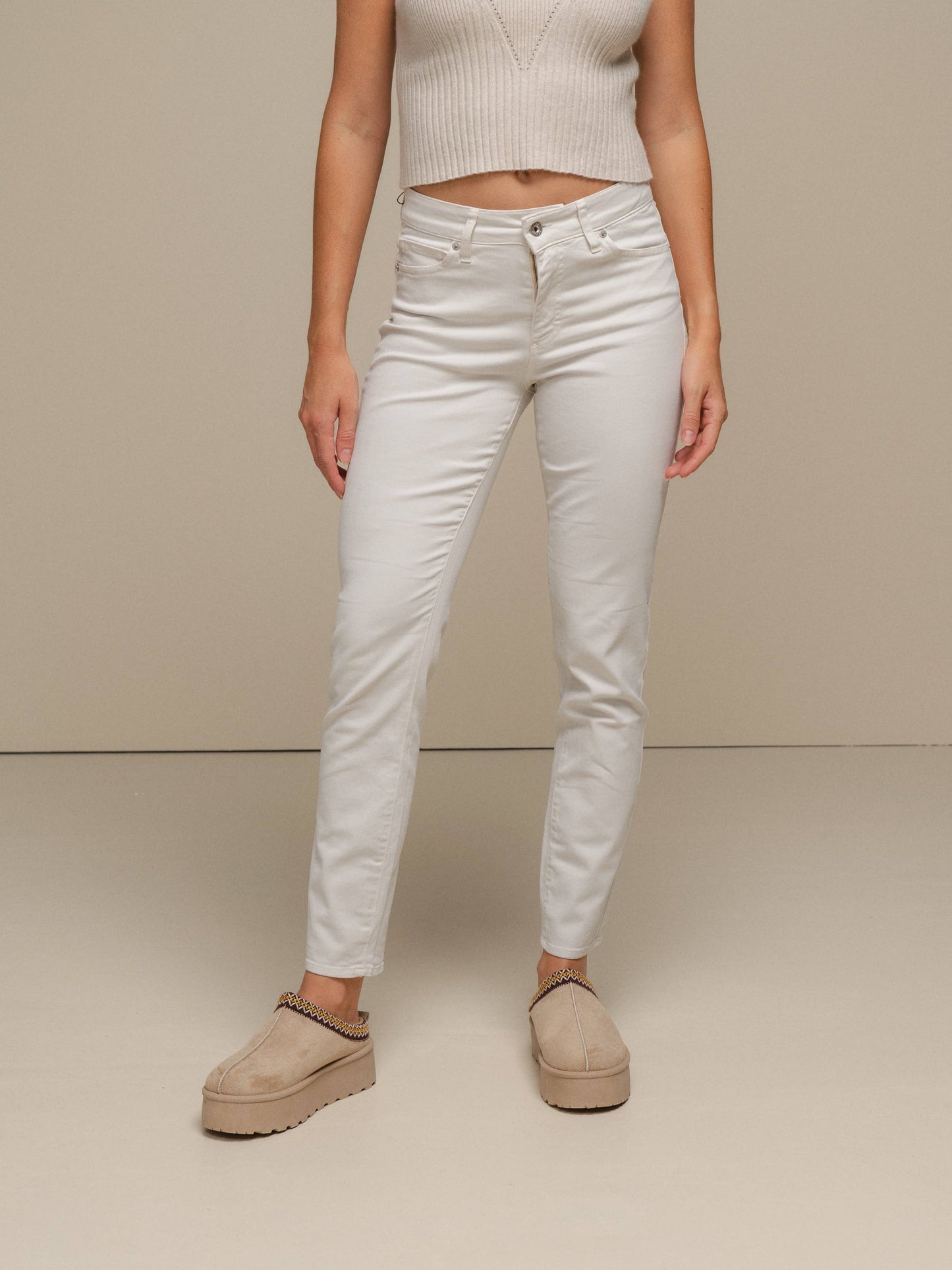 Pantaloni skinny in cotone stretch a vita alta