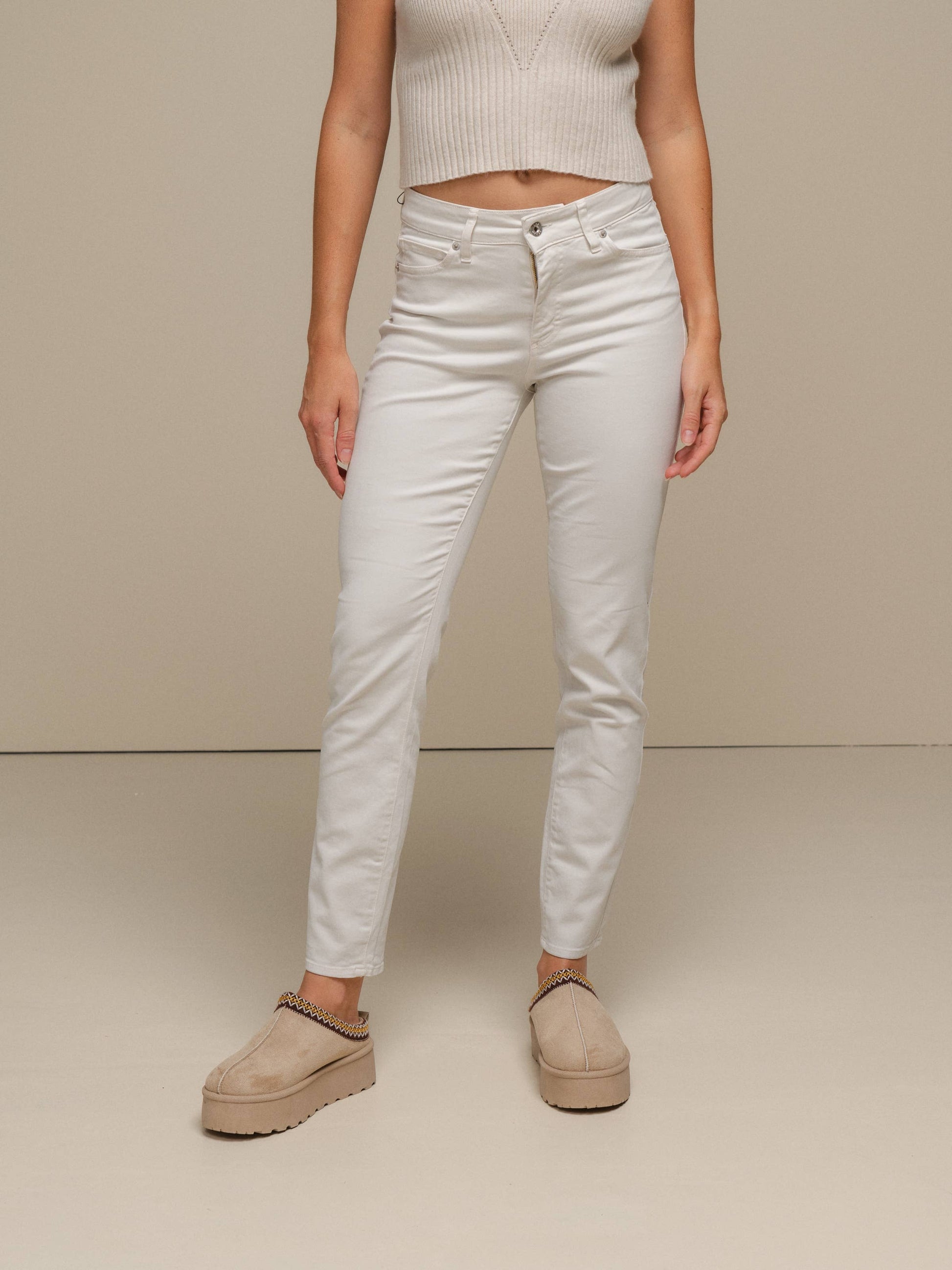 Pantaloni skinny in cotone stretch a vita alta