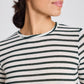 Top in lana a righe verde oliva scuro
