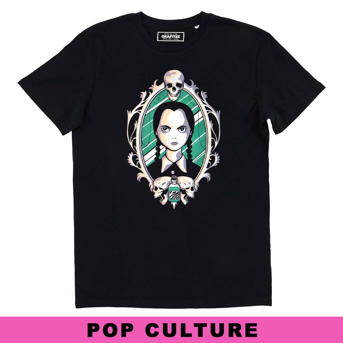 T-shirt Wednesday Addams con grafica Netflix