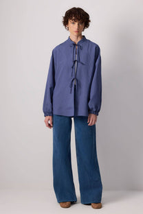 Giacca bomber in modal a righe sottili con laccetti