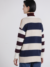 Maglione oversize a righe con collo alto
