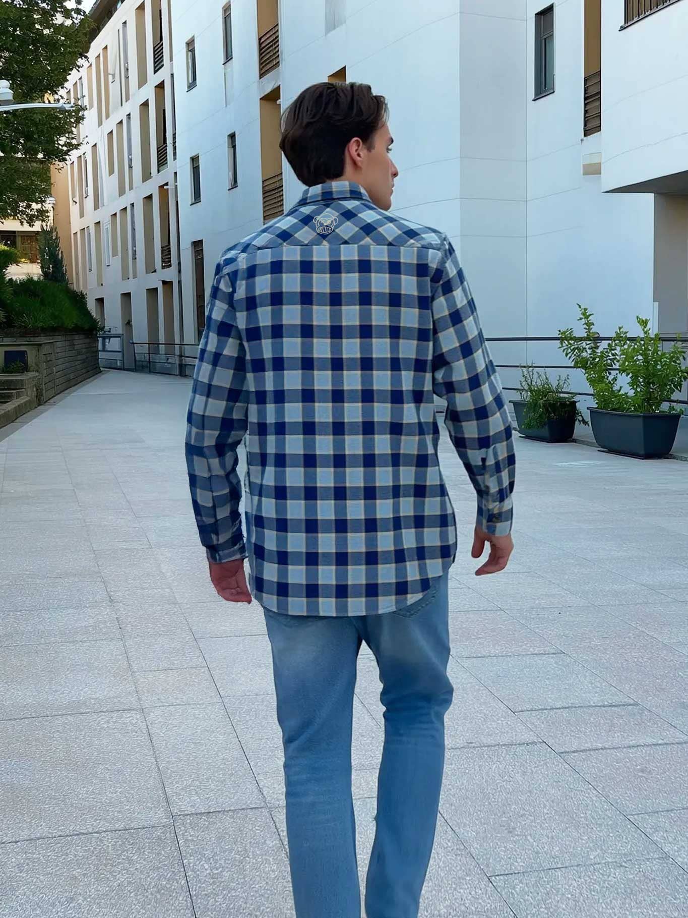 Camicia di flanella a quadri uomo blu Chop Plaid