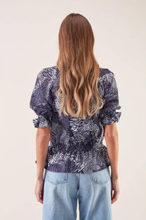 Blusa elasticizzata stampata