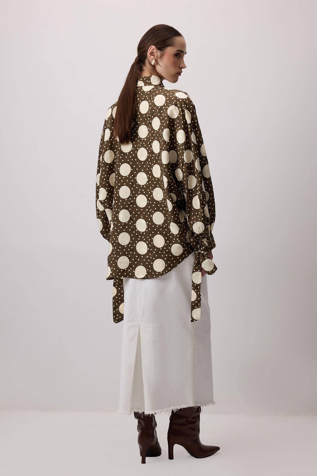 Camicia a pois oversize kaki