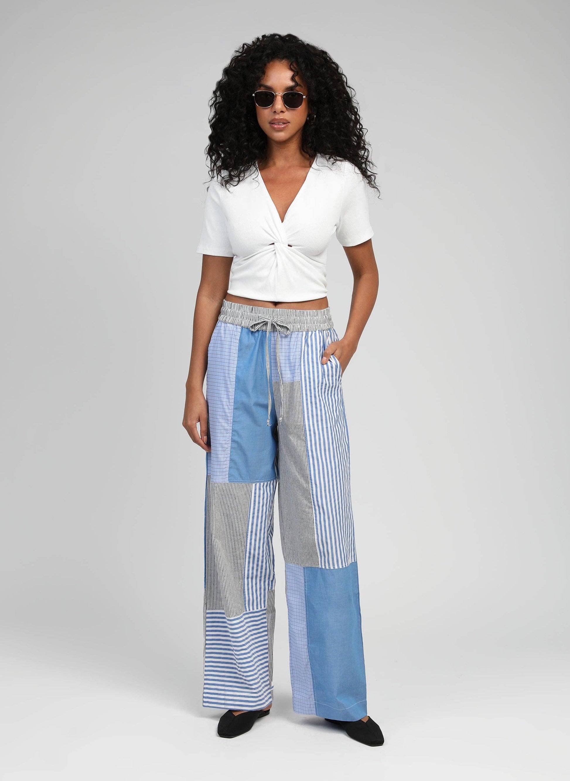 Pantaloni Raissa Blu a Patchwork