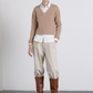 Maglione jacquard con scollo a V in lana e cashmere