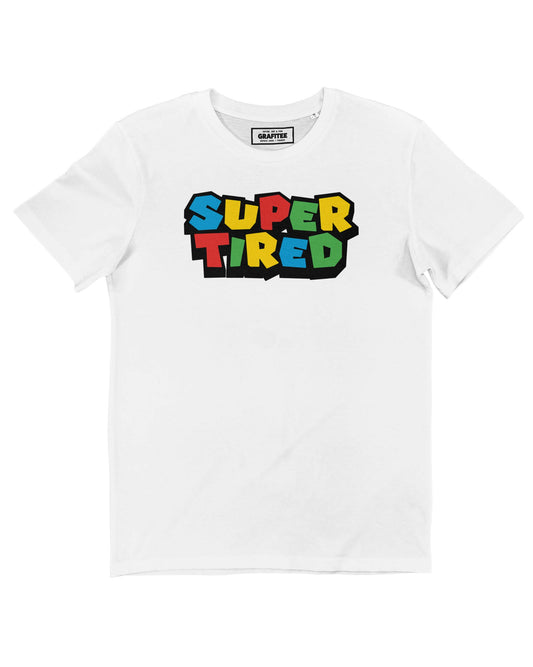 T-shirt unisex "Super Tired" in cotone biologico con stampa