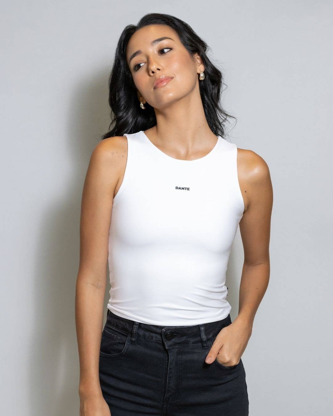 Top bianco antimacchia in lycra