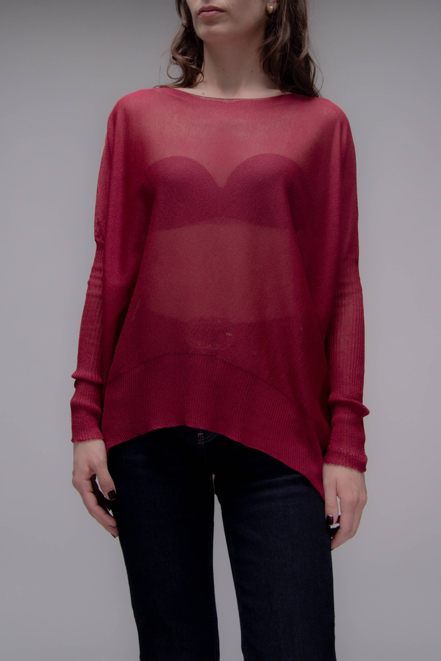 Maxi pullover oversize con scollo a barchetta in maglia 3D