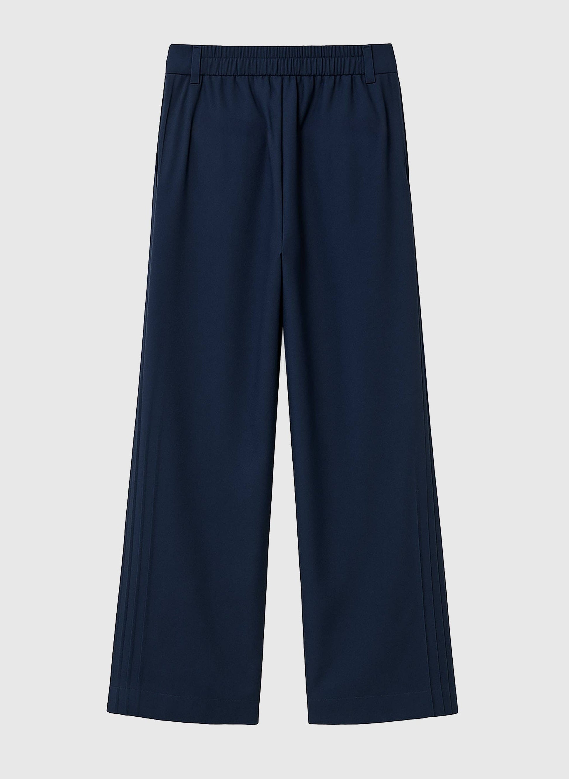 Pantaloni palazzo blu marino a vita alta