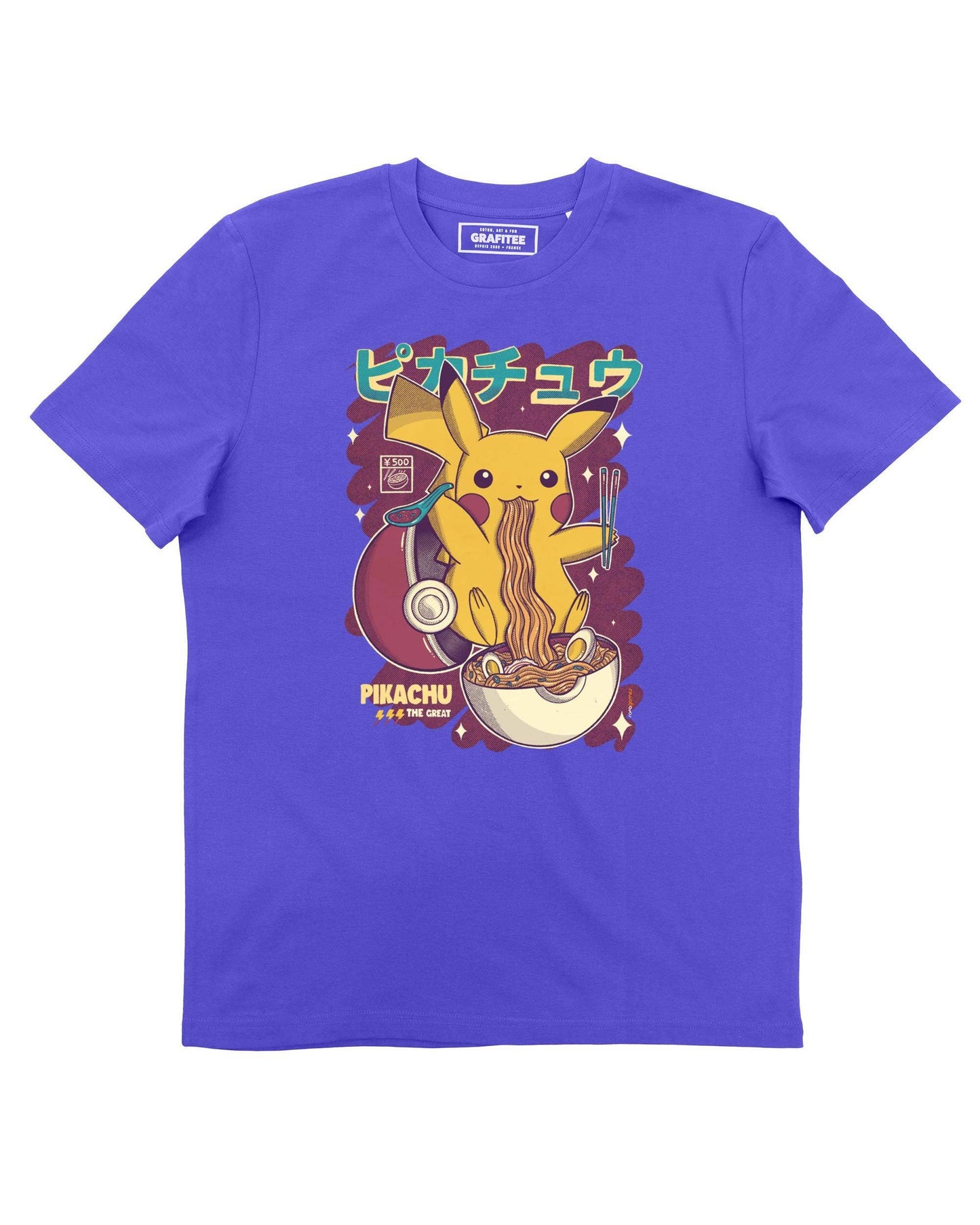 T-shirt grafica Pikachu Ramen in cotone biologico
