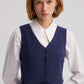 Gilet in cotone testurizzato con bottoni blu navy