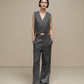 Gilet donna gessato grigio