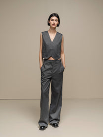 Gilet donna gessato grigio