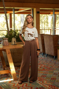 T-shirt stampata in cotone con profili a contrasto
