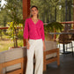 Cardigan in cotone con maniche a 3/4