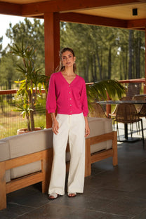 Cardigan in cotone con maniche a 3/4