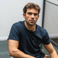 T-shirt in cotone biologico blu navy con taschino