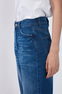 Jeans donna Ganga in denim blu a gamba dritta