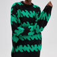 Maglione oversize girocollo fantasia