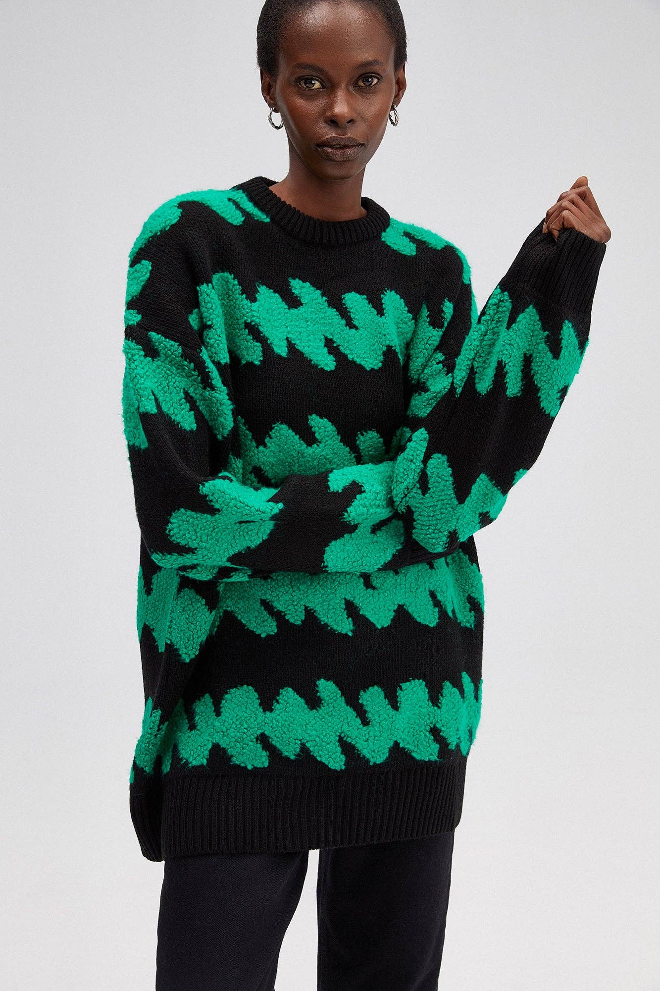 Maglione oversize girocollo fantasia