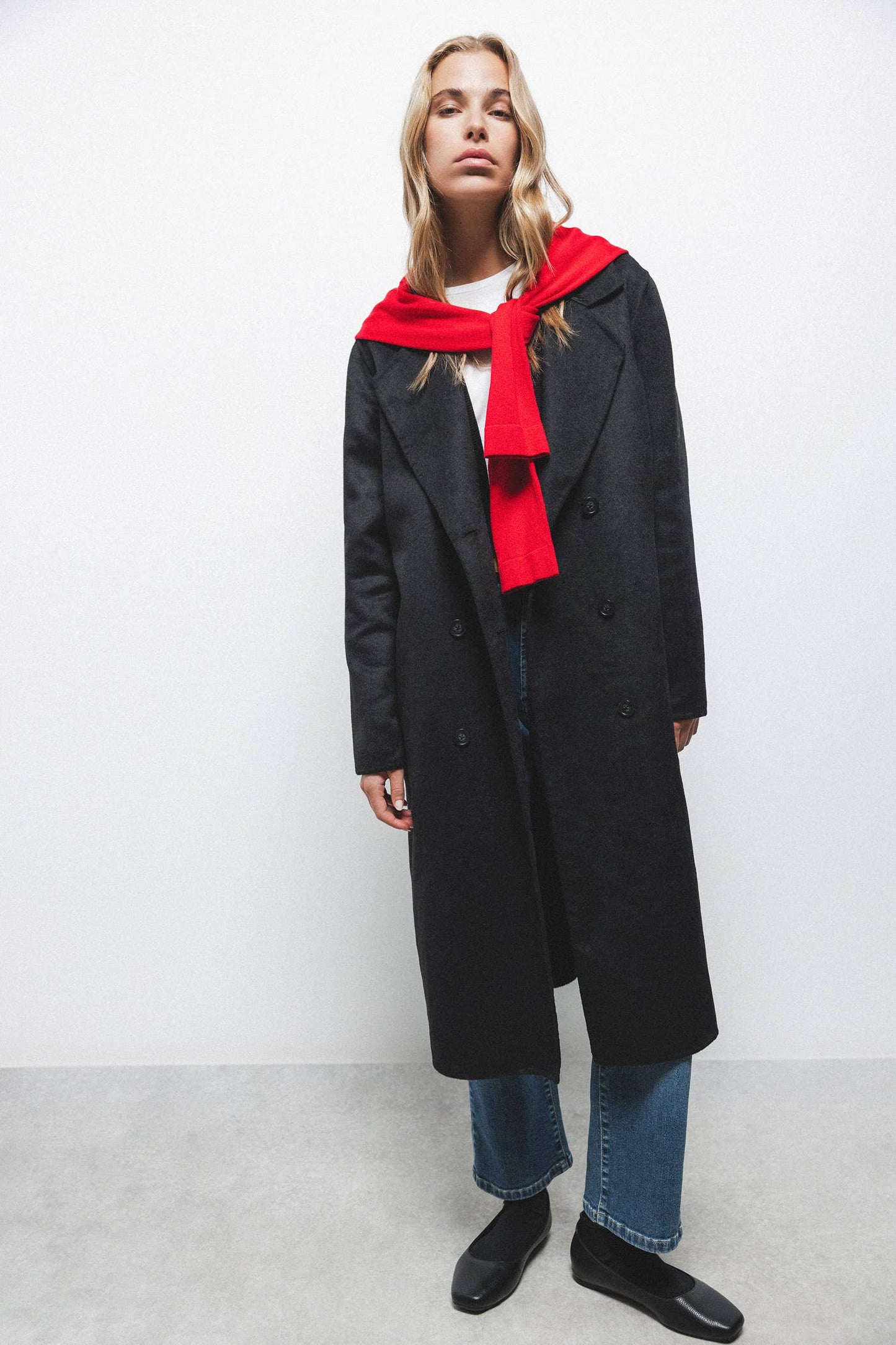 Cappotto doppiopetto con cintura