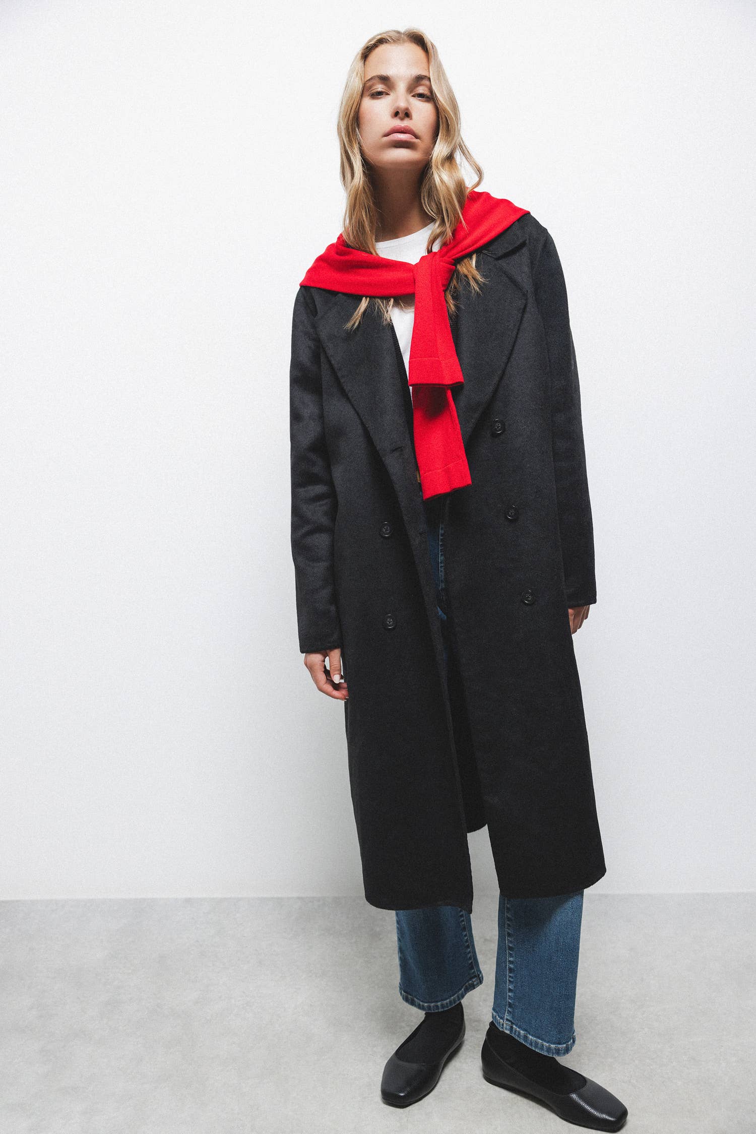 Cappotto doppiopetto con cintura