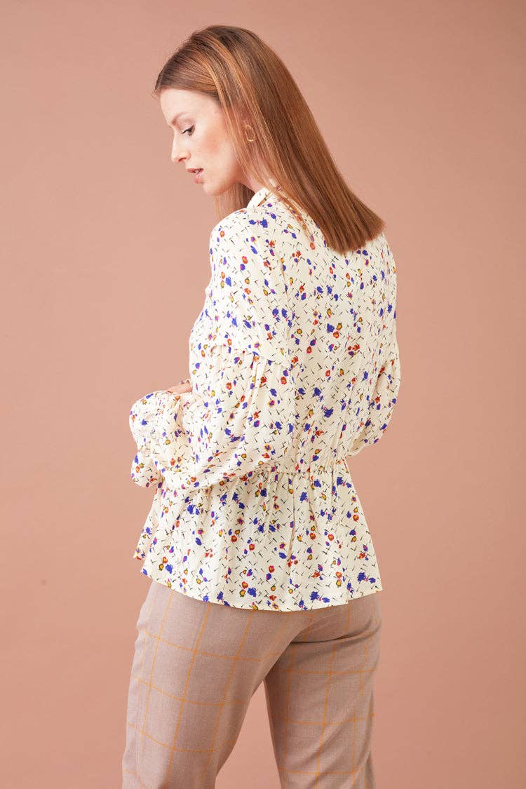 Pantaloni cigarette beige a quadri da donna