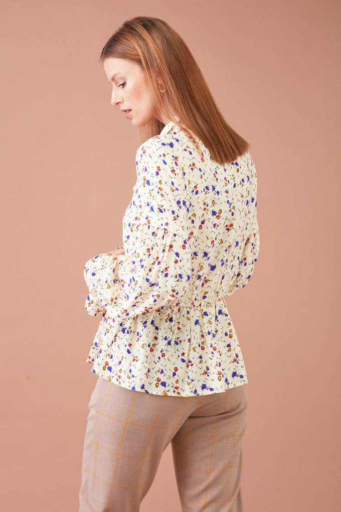 Pantaloni cigarette beige a quadri da donna