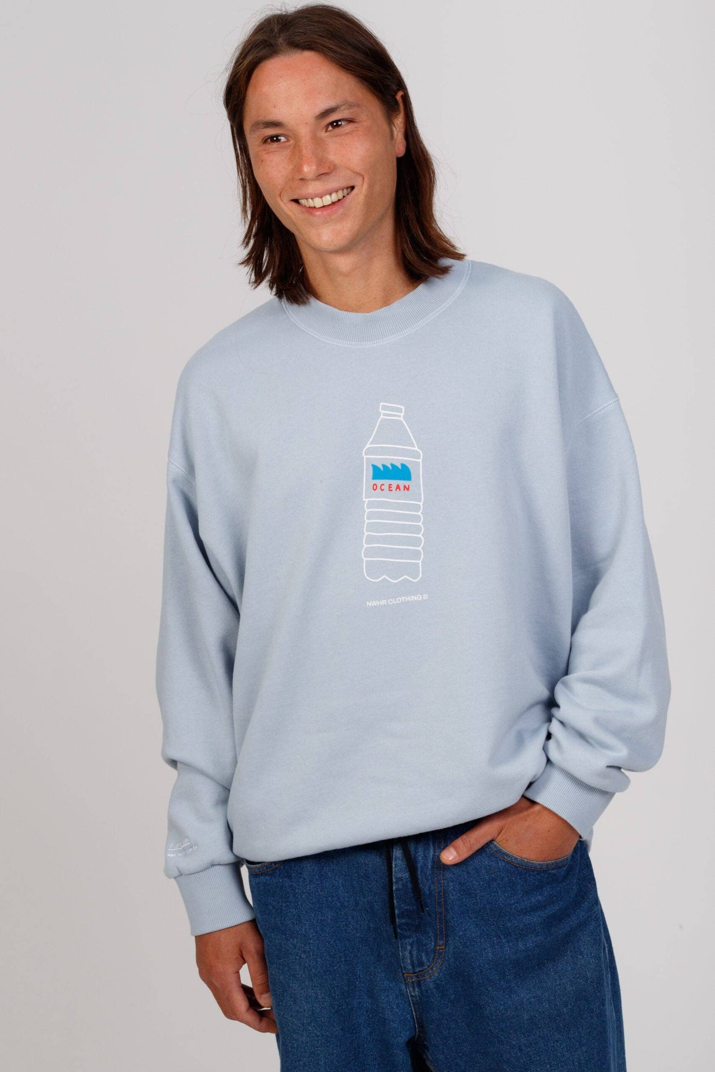 Felpa in cotone biologico con stampa Ocean Plastic