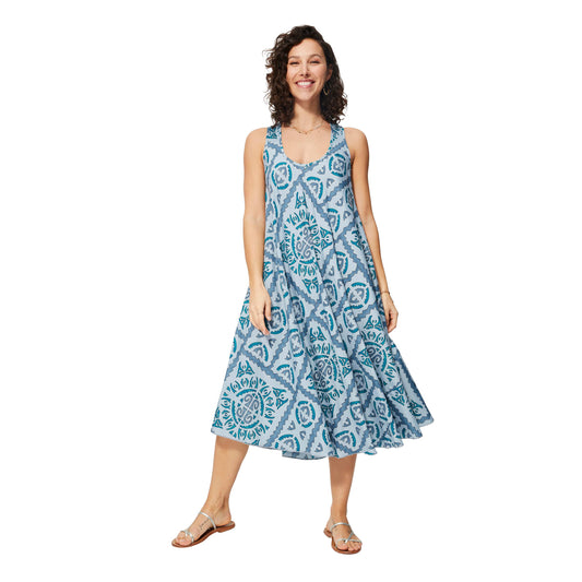 Abito estivo midi senza maniche con stampa boho