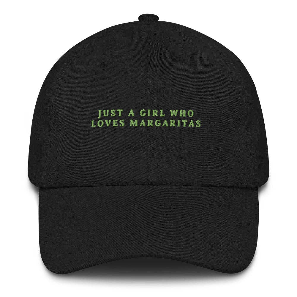 Cappellino dad hat ricamato “Just a Girl Who Loves Margaritas”
