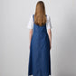 Abito maxi salopette plissé effetto denim