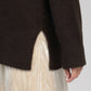 Maglione oversize con scollo a V color cioccolato