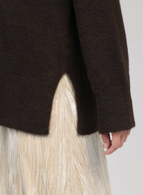 Maglione oversize con scollo a V color cioccolato