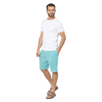 Pantaloncini estivi in cotone turchese con coulisse