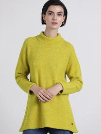 Maglia tunica lunga bouclé con collo alto