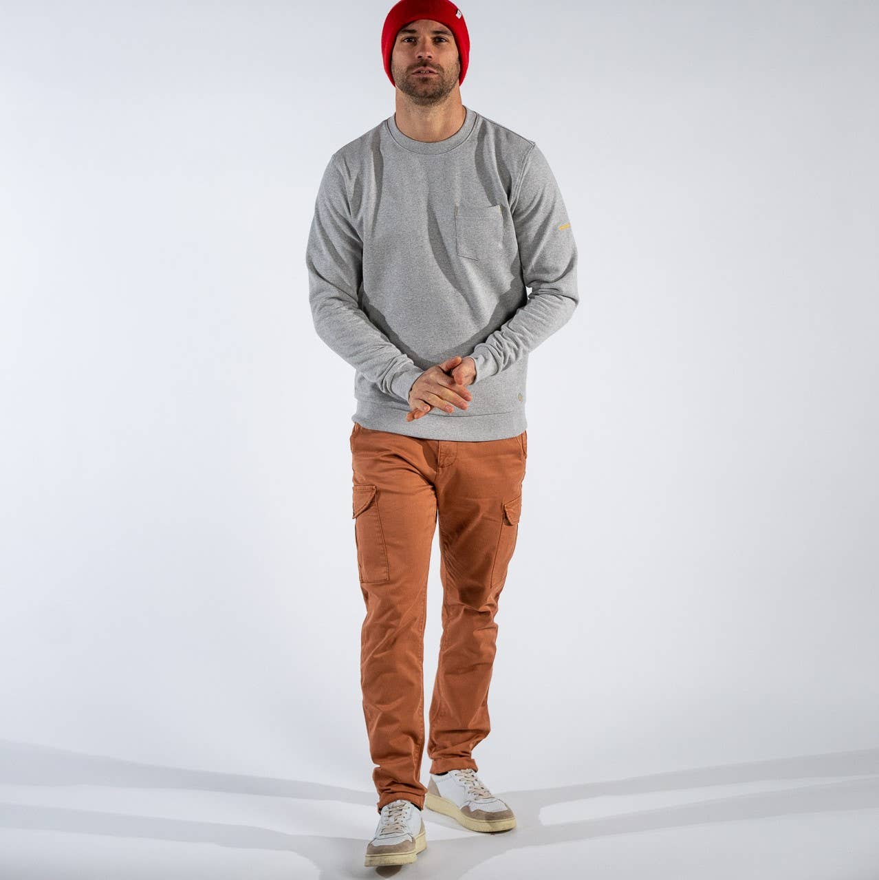 Pantaloni cargo cammello in cotone BCI