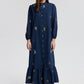 Abito camicia maxi ricamato in misto cotone
