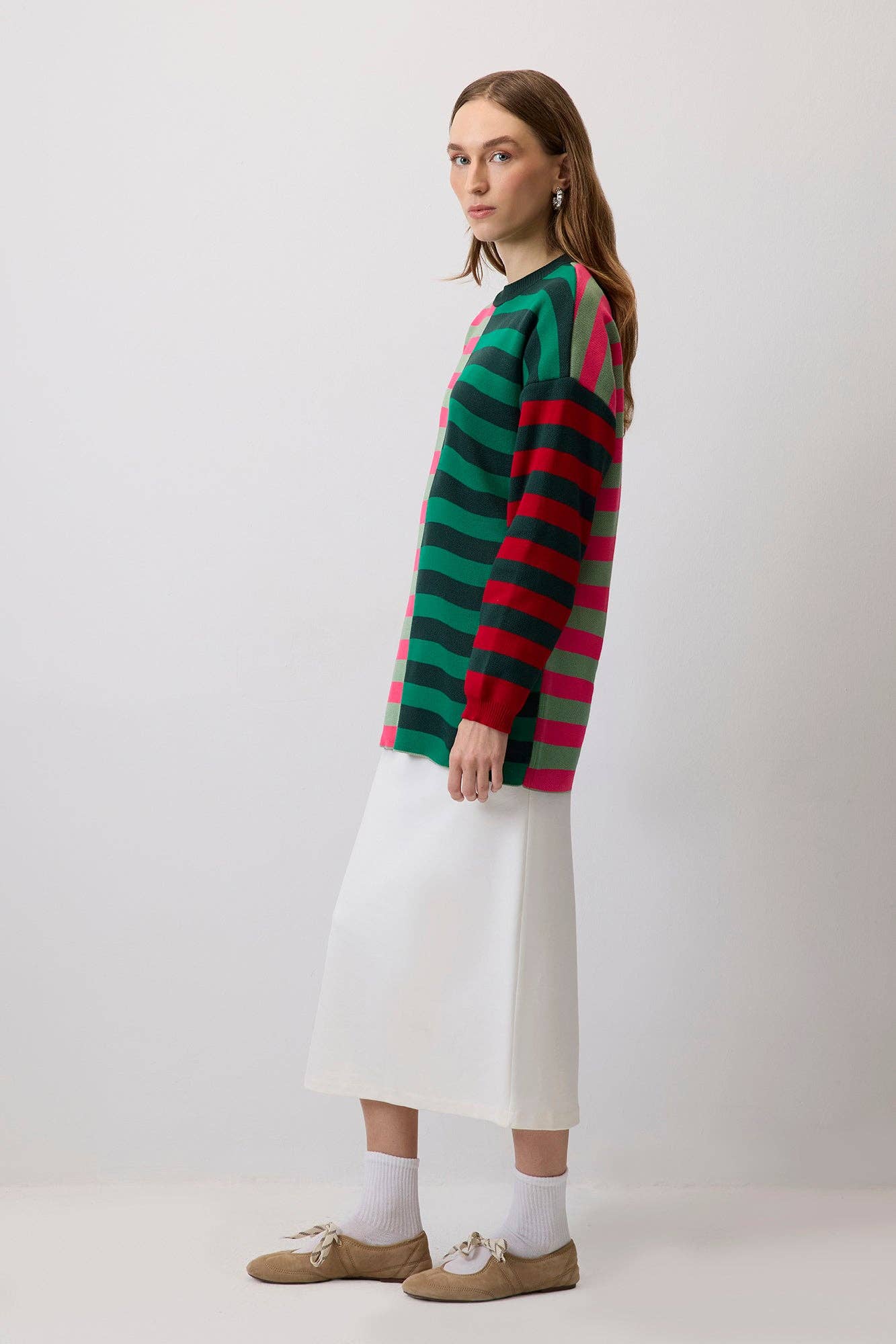 Maglia a righe color block multicolor