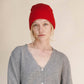 Berretto a coste rosso in misto cashmere