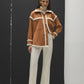 Soprabito effetto suede con bordo in shearling