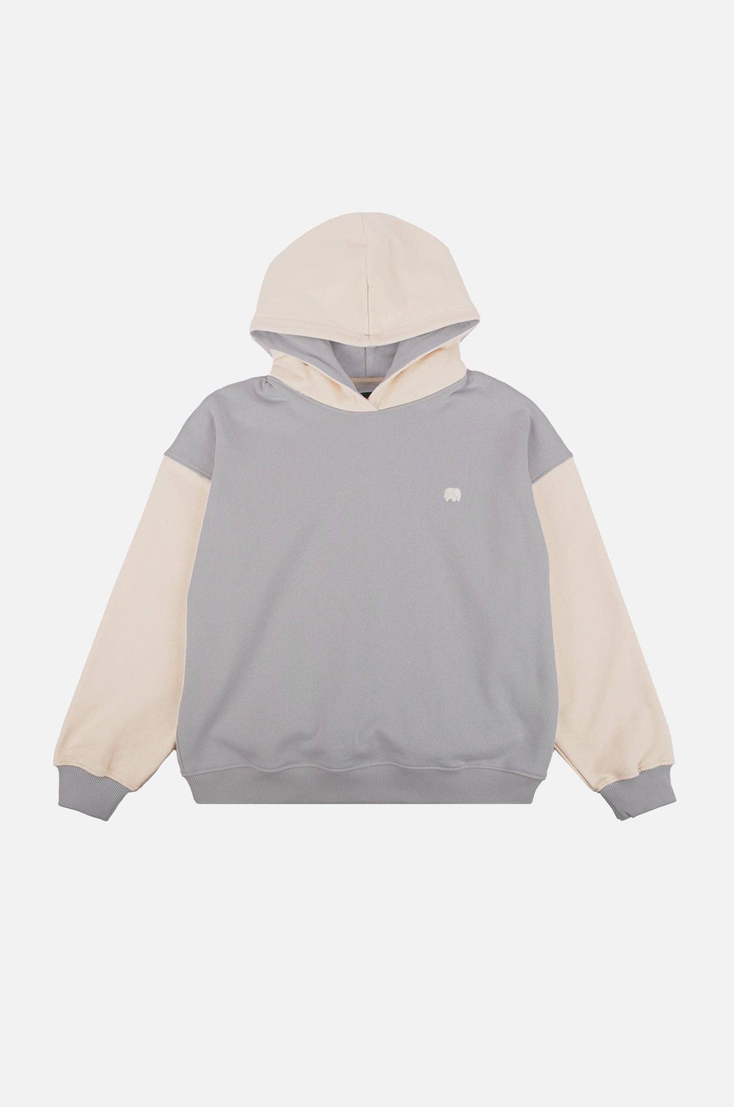 Felpa Oversize con Cappuccio Color Block Donna Steel Haze