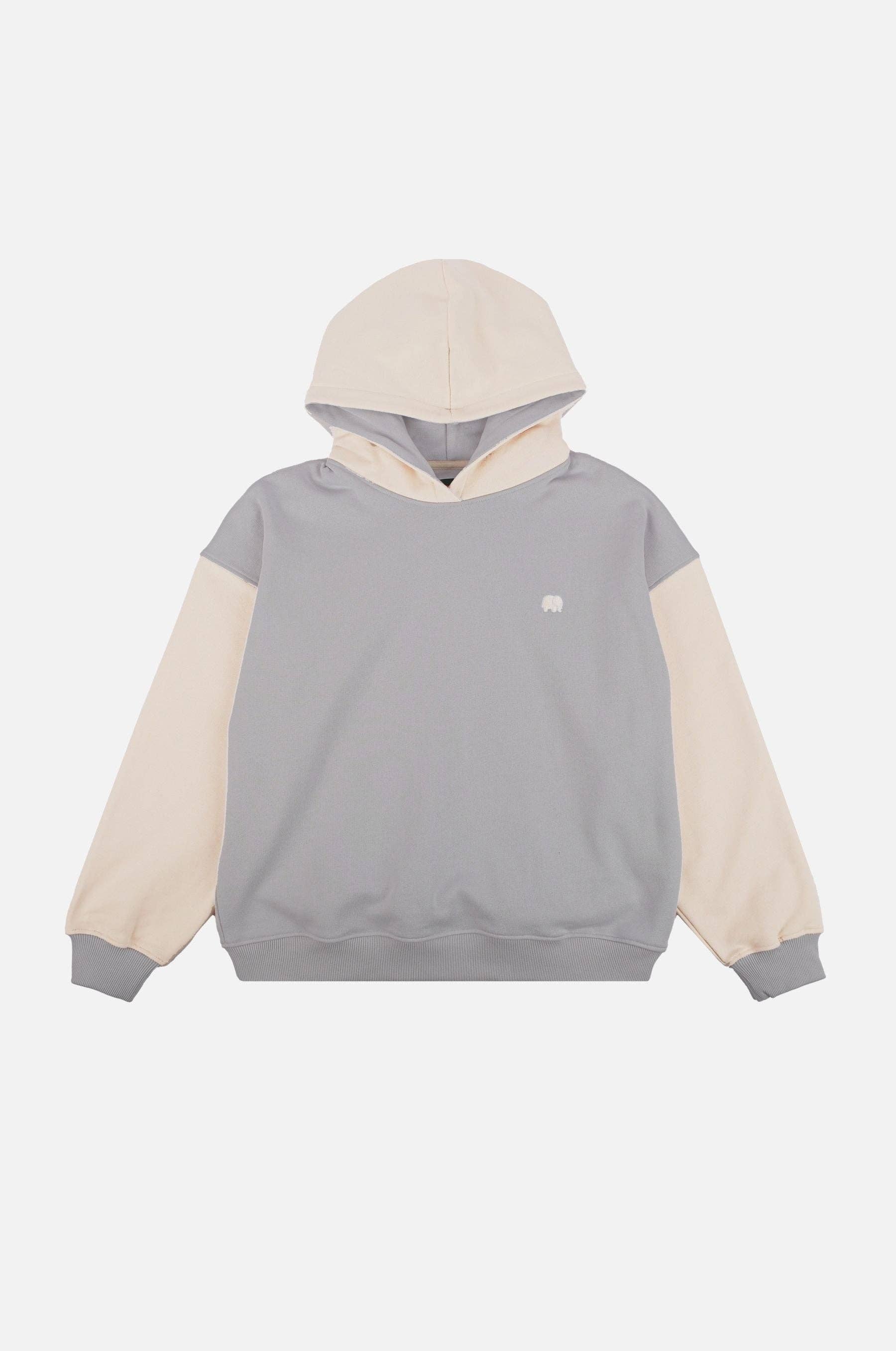 Felpa Oversize con Cappuccio Color Block Donna Steel Haze