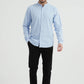 Camicia oxford blu con collo alla coreana