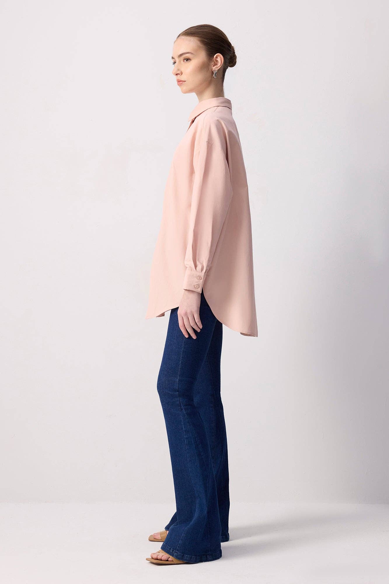Camicia in popeline oversize rosa