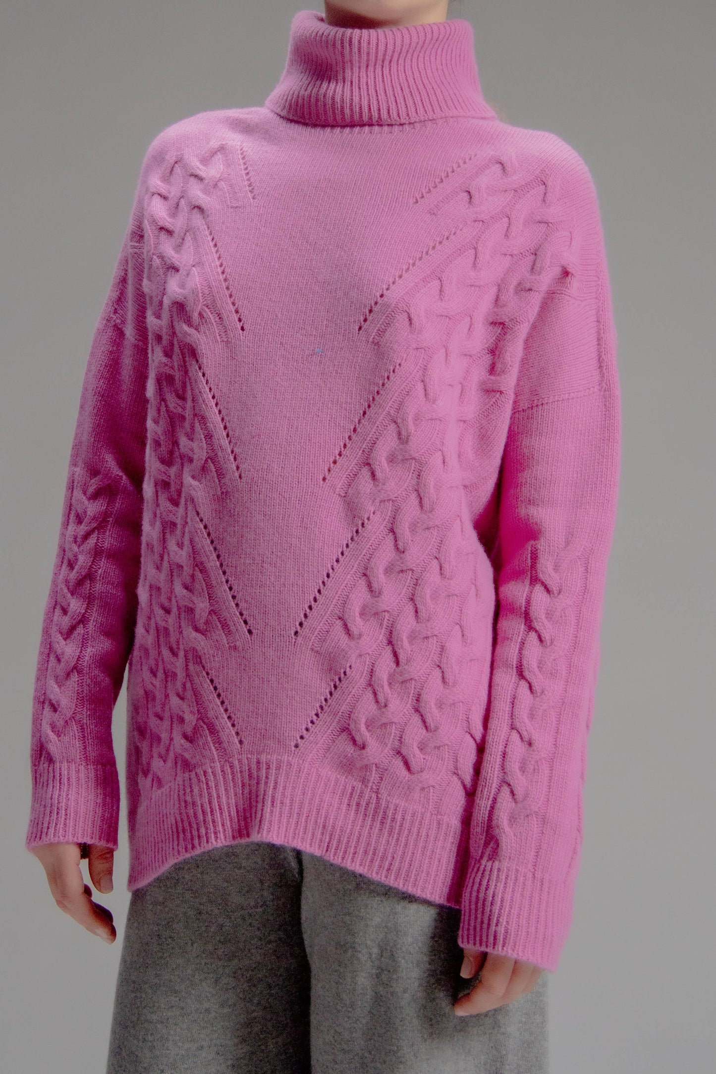 Maglione dolcevita oversize in misto cashmere 3D Knit