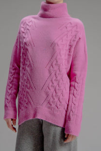 Maglione dolcevita oversize in misto cashmere 3D Knit