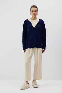 Maglia con colletto a contrasto